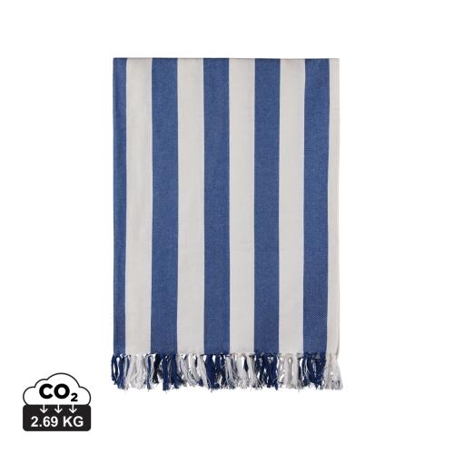 VINGA Ornos GRS katoenen hamamdoek blauw/wit