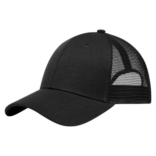 Trucker cap medium profile curved peak zwart
