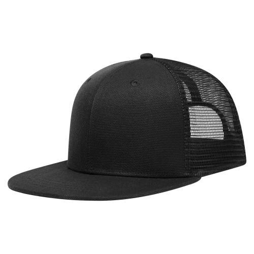 Trucker cap hoog profiel flat peak - retail zwart