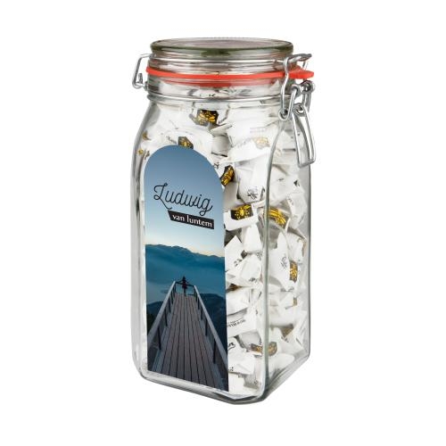 Weckpot 1,5L met snoep hollandse hopjes