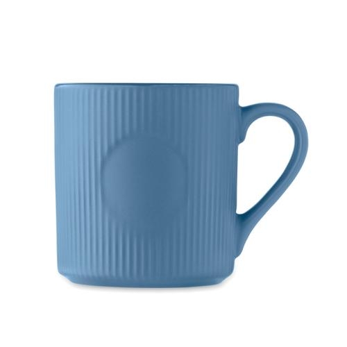 Geribbelde keramische mok 340 ml blauw