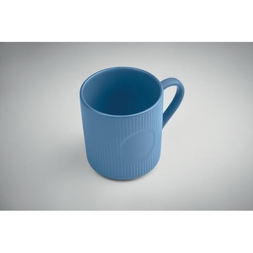 Geribbelde keramische mok 340 ml blauw