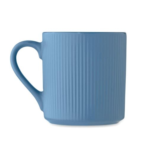 Geribbelde keramische mok 340 ml blauw