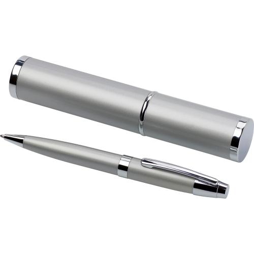 Balpen in koker zilver