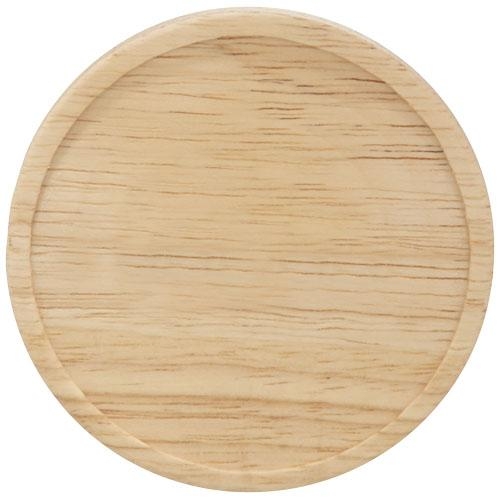 Mok van keramiek met houten deksel tevens onderzetter zwart/blauw
