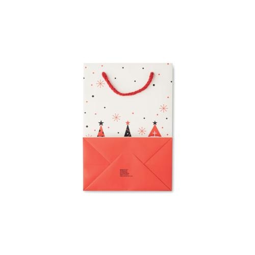 Papieren kerstzakje kerstbomen small wit