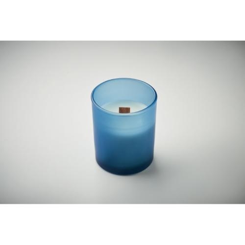 Plantaardige waskaars 80gr Kivas wood blauw