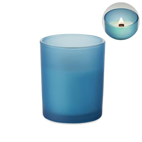 Plantaardige waskaars 80gr Kivas wood blauw