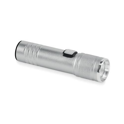 Oplaadbare COB zaklamp Flashra mat zilver