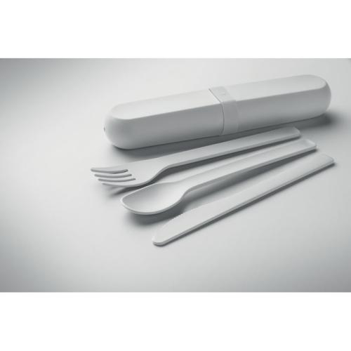 Bestekset en koker in PLA Biteful wit