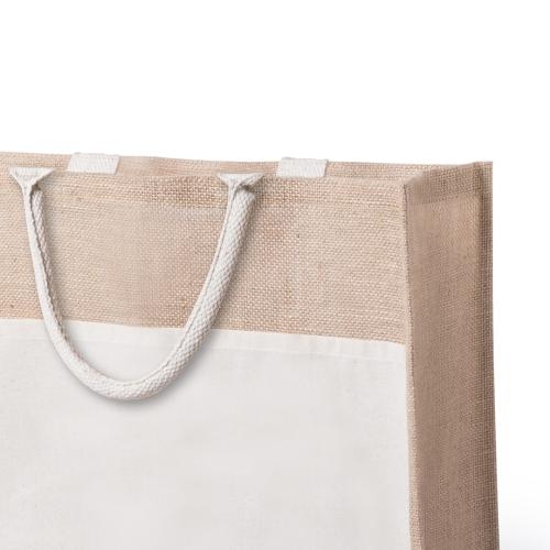 Jute tas met katoenen voorvak zwart