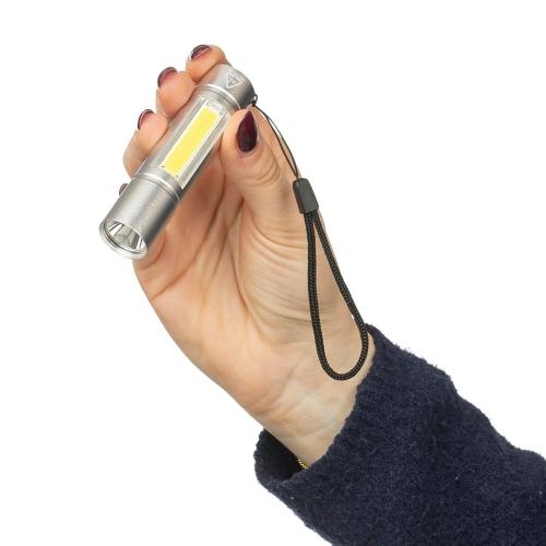 Gerecycled aluminium COB-zaklamp Sami zilver