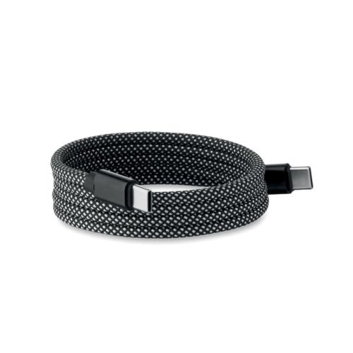 RPET magnetische kabel Braid wit/zwart