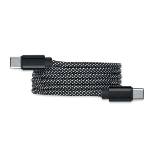RPET magnetische kabel Braid wit/zwart