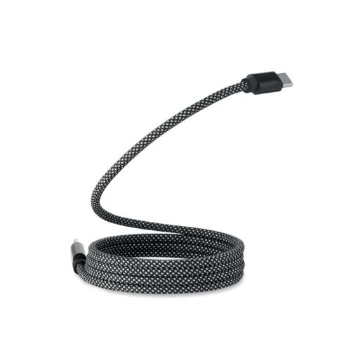 RPET magnetische kabel Braid wit/zwart