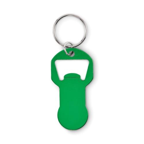 Alu sleutelhanger flesopener Clave groen
