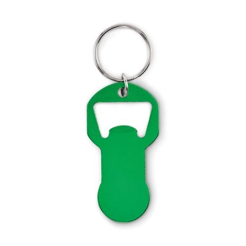 Alu sleutelhanger flesopener Clave groen