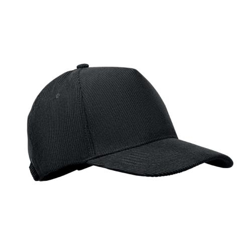 5-panelen corduroy baseballcap Wale zwart