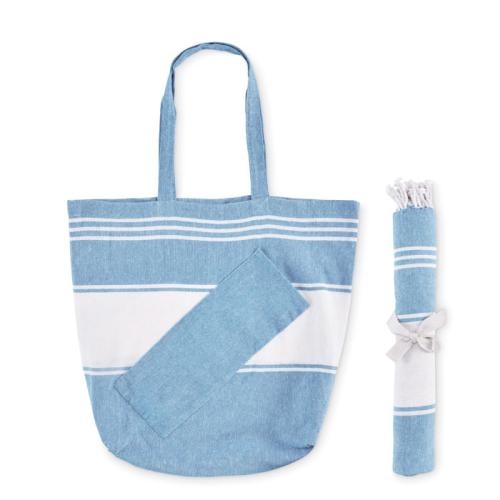 Strandtas met hamamdoek Hummum turquoise