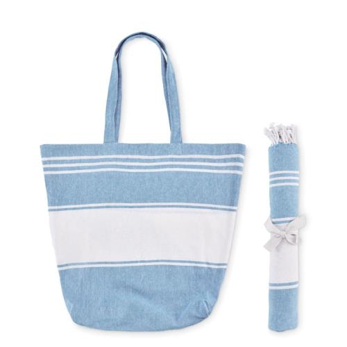 Strandtas met hamamdoek Hummum turquoise