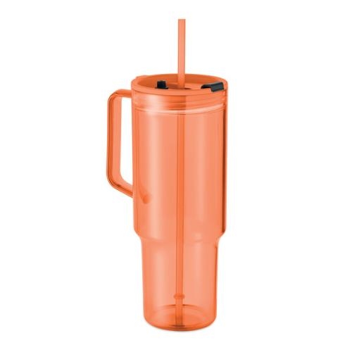 RPET beker 1200 ml Mugora transparant oranje
