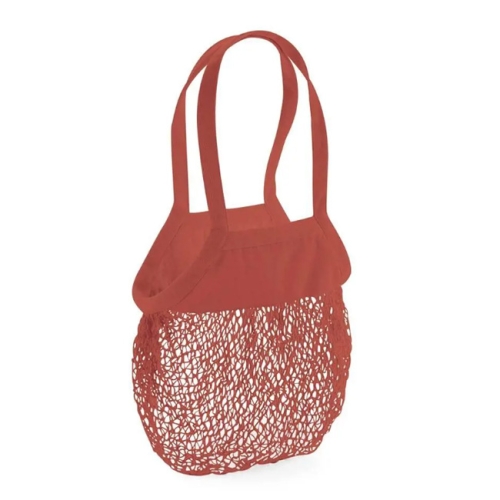 Biokatoenen mesh boodschappentas orange rust