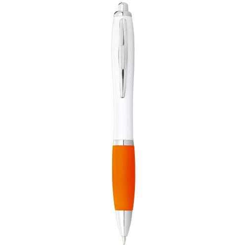 Witte Nash balpen gekleurde grip wit/oranje