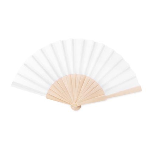 Houten waaier Fanny | polyester doek wit