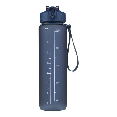 Waterfles 1L gerecycled rPET AquaSport blauw