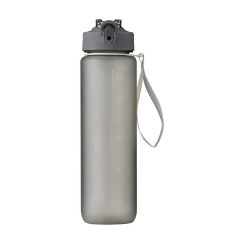 Waterfles 1L gerecycled rPET AquaSport grijs