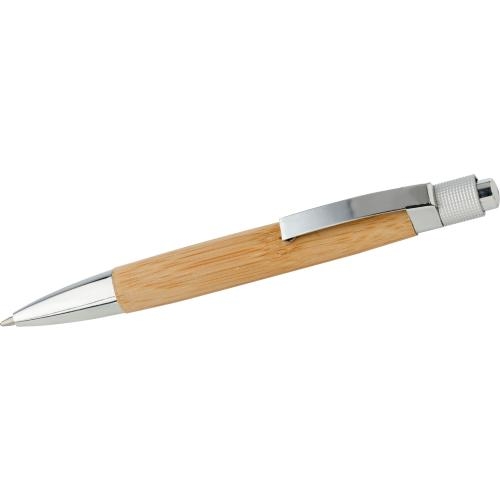 Houten balpen met metalen clip bruin