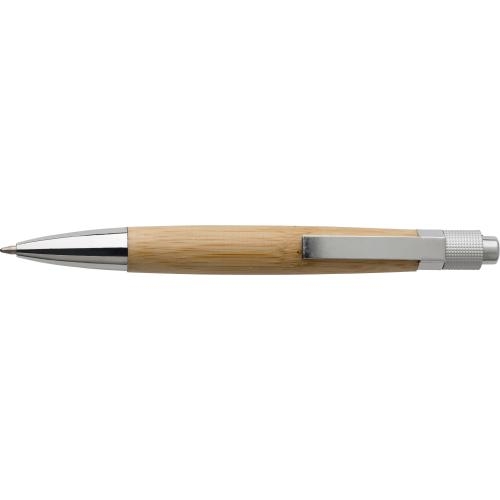 Houten balpen met metalen clip bruin