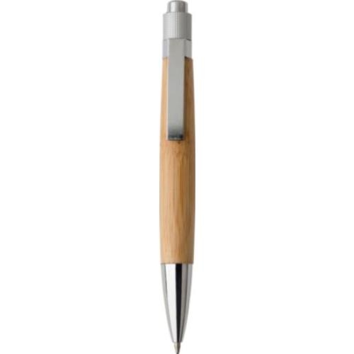 Houten balpen met metalen clip bruin