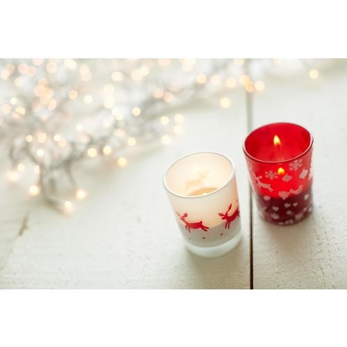 Kaarsje in kerstglas wit