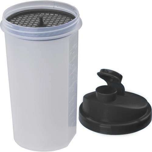 Kunststof eiwit shaker met zeef, 700 ml zwart