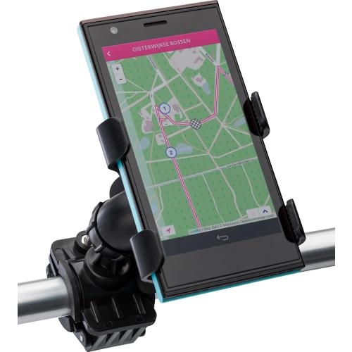 Verstelbare mobiele telefoonhouder voor op de fiets zwart