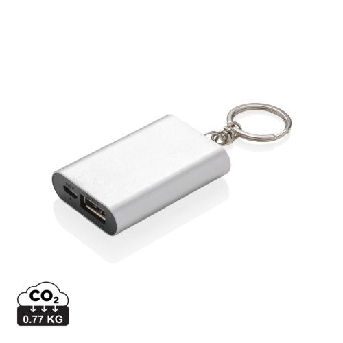 Sleutelhanger met powerbank 1.000 mAh zilver