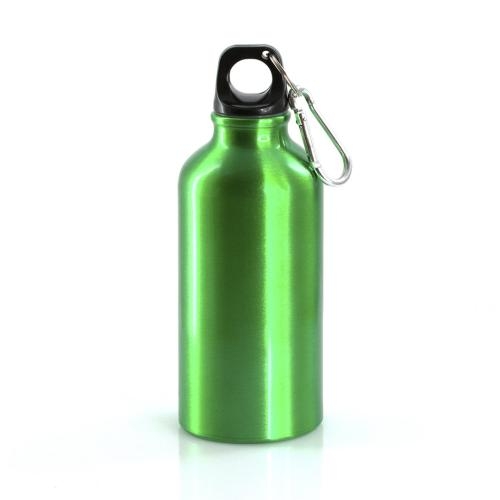 Aluminium bidon met karabijnhaak blauw