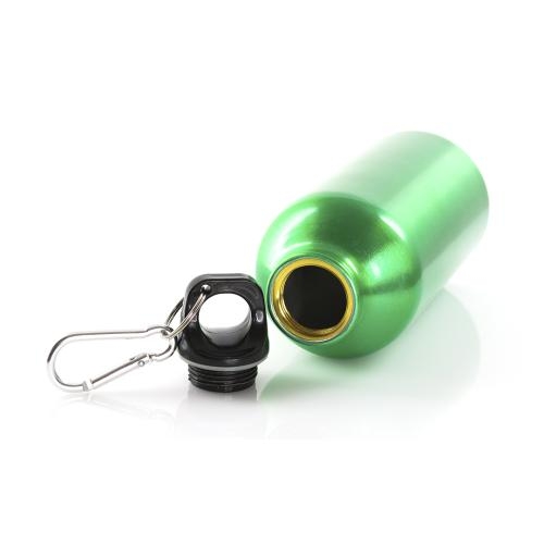 Aluminium bidon met karabijnhaak blauw