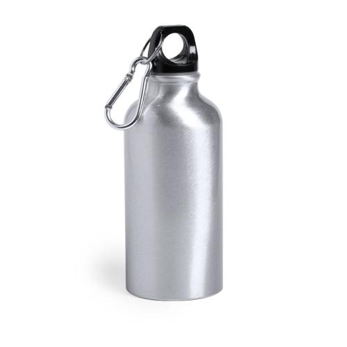 Aluminium bidon met karabijnhaak zilver