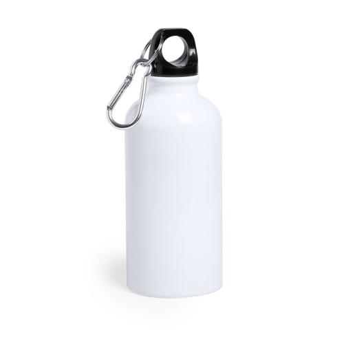 Aluminium bidon met karabijnhaak wit