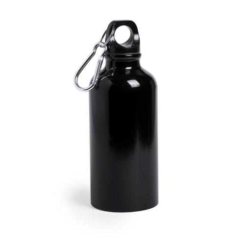 Aluminium bidon met karabijnhaak zwart