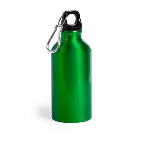 Aluminium bidon met karabijnhaak groen