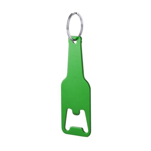 Aluminium flesopener met sleutelhanger blauw