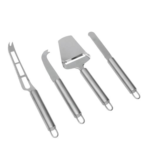 4-delige rvs kaasmessen set zilver