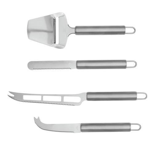 4-delige rvs kaasmessen set zilver