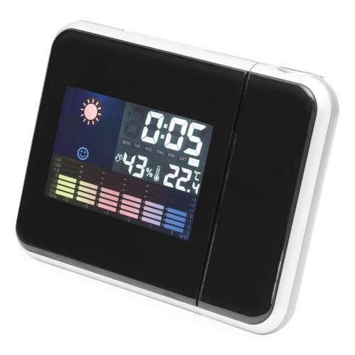 Projectieklok/weerstation zwart