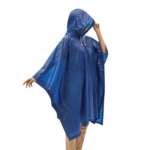 Regenponcho met capuchon blauw