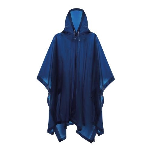 Regenponcho met capuchon blauw