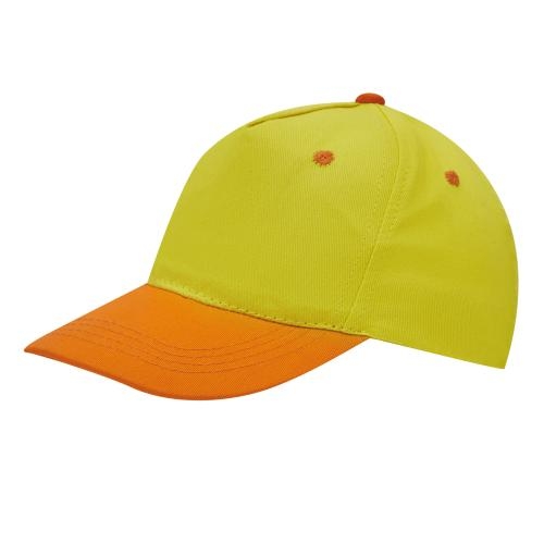 Katoenen kinder cap geel/oranje